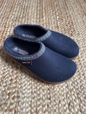 Haflinger 39 US 8 Navy Blue Grizzly GZ women’s clogs